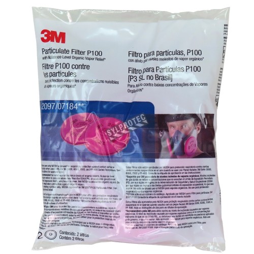 3M 2097, P100 filter for half &amp; full facepiece respirators series 6000, 7000 &amp; FF-400. NIOSH approved. Sold in pairs.