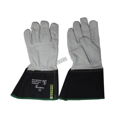 Cut-resistant goatskin gloves for TIG and MIG welding, with Kevlar lining