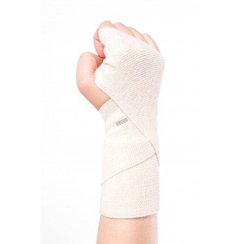 Beige elastic support bandage, 10 cm X 5 m (4 in X 16 ft)