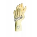 Natural rubber latex unsupported chlorinated textured unflocked safety glove. 12 in long and 18 mils thick.