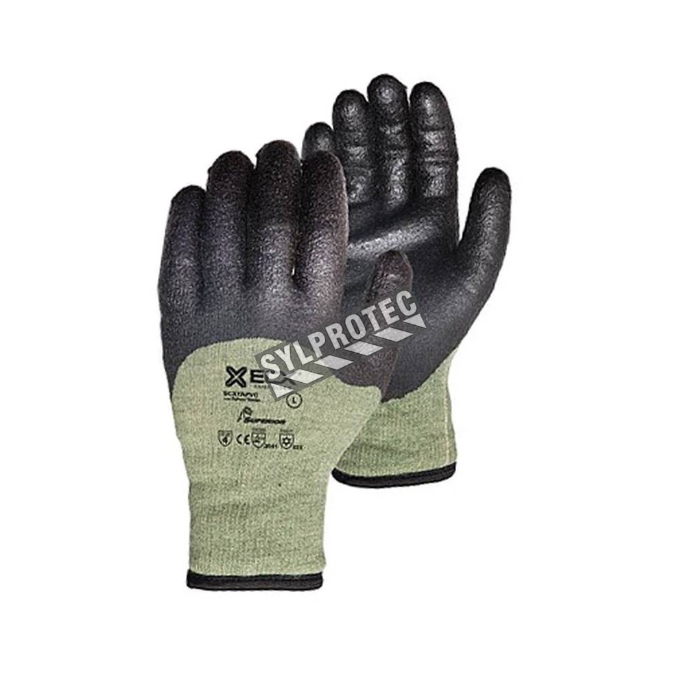 Cut-resistant Kevlar®/Steel Emerald CX® winter glove with PVC coating