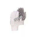 Cost-effective 7-gauge one side PVC dotted polycotton string knit gloves approved by the CFIA. Size: X-small (6) to X-large (10)