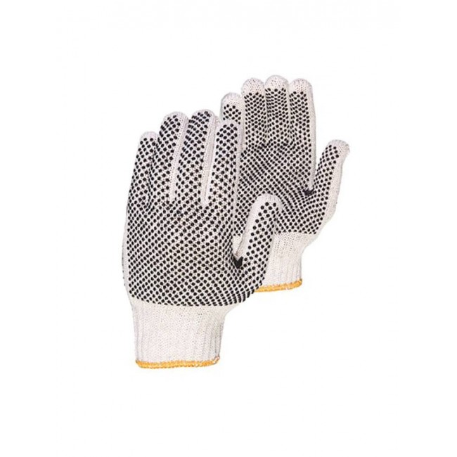 7-gauge two side PVC dotted cotton and polyester string knit gloves