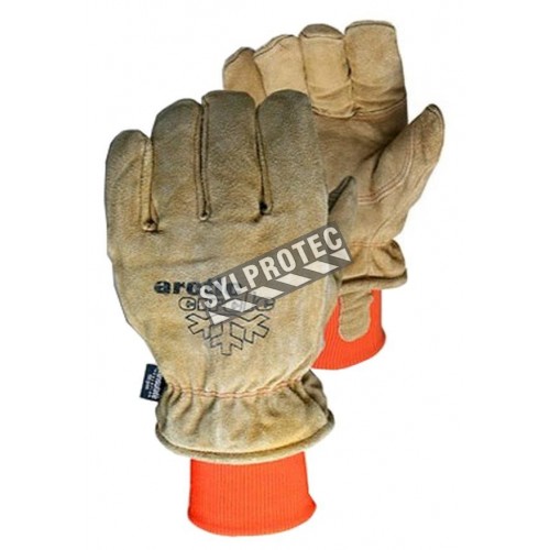Brown split Leather winter glove , thinsulate insulation