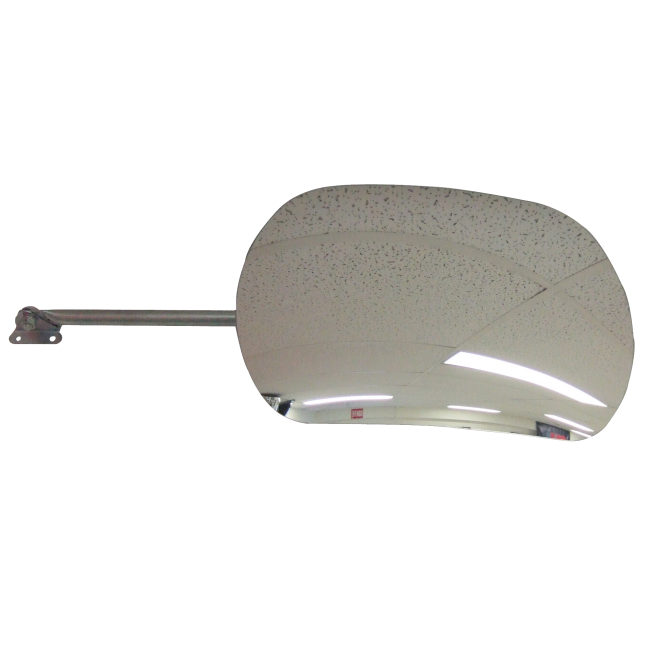 Acrylic rectangular convex mirror with adjustable arm, 160-degree field of view.