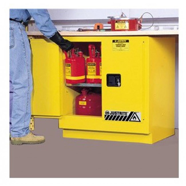 Under-counter flammable liquids storage cabinet, 22 US gallons (83 L), FM, NFPA and OSHA-approved.