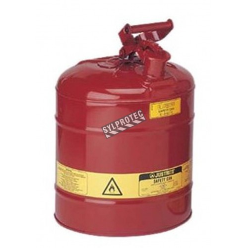Steel flammable liquids container, type 1, 2.5 gallons, approved FM, UL, OHSA.