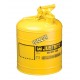 Yellow steel flammable liquids container, type 1, 5 gallons, approved FM, UL,OHSA