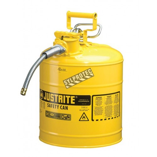 Bidon d'acier jaune pour liquides inflammables, type 2, 5 gallons, approuvé FM, UL, OHSA