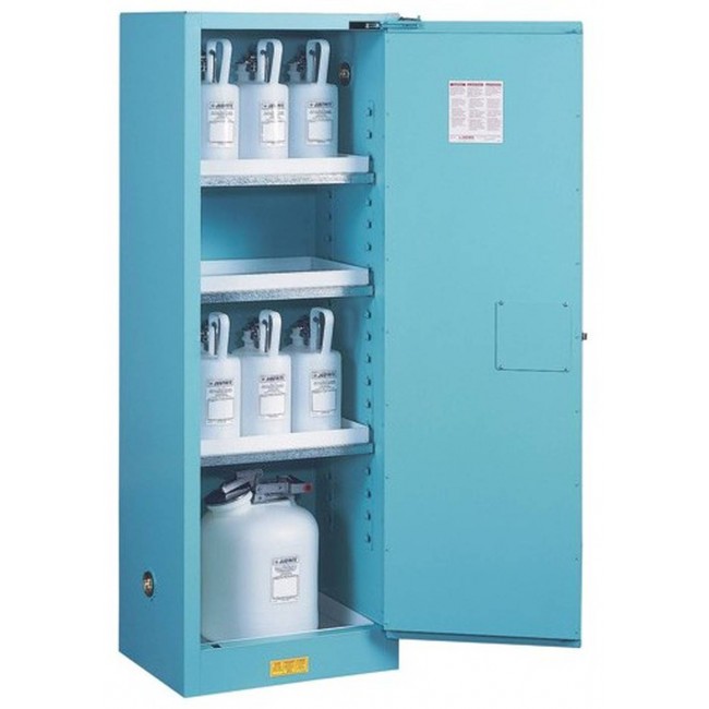 Armoire verticale compacte pour liquides acides et corrosifs. Capacité 22 gallons US (83 L). Approuvée FM.