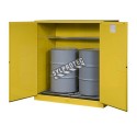 Justrite Sure-Grip EX drum storage cabinet for flammable liquids. Capacity 110 US gallons (400 L). NFPA, OSHA, IFC compliant.