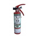 Portable fire extinguisher with FE36, 2.5 lbs, type BC, ULC 2BC, with vehicle hook. Ideal for electronics.