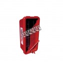 Surface-mounted outdoors plastic cabinet for 5 lbs extinguishers.