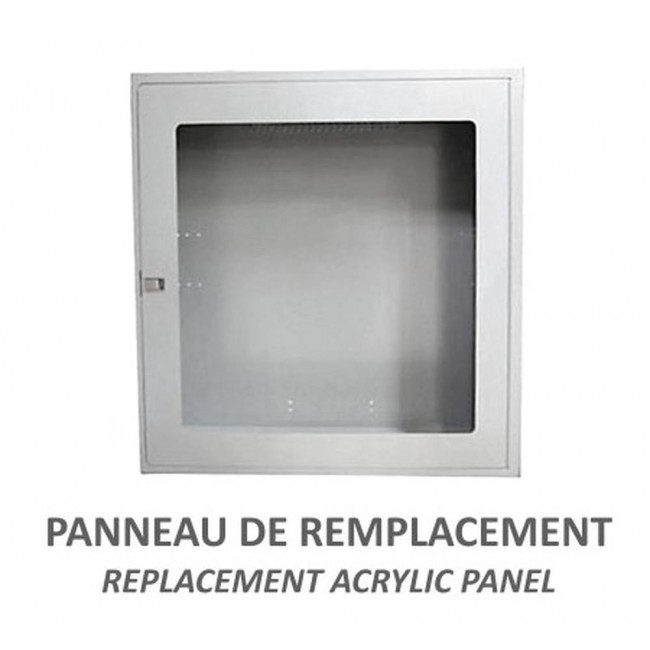 Acrylic replacement panel for surface-mounted fire hose cabinet, 24 inches x 24 inches