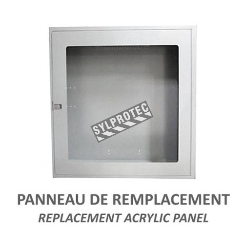 Acrylic replacement panel for surface-mounted fire hose cabinet, 24 inches x 24 inches