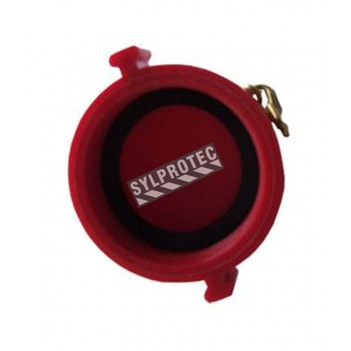 NPSH female threaded plug for 1.5" fire hose, plastic with chain