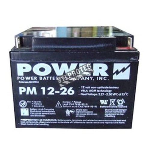 Batterie 12 V 26 Ah 312 W pour unité d'éclairage d'urgence