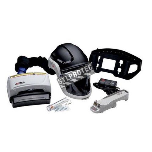 3M TR-600 Versaflo powered air purifying respirator for industrial work. Hard hat facepiece and protective factor of 25.