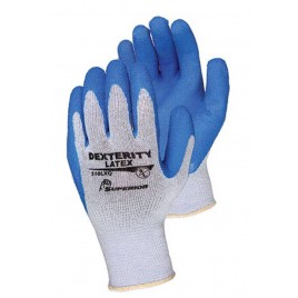 Dexterity® polycotton knit gloves with wrinkle-grip latex coating. ASTM/ANSI puncture level 2 & abrasion level 3. S to XXL size