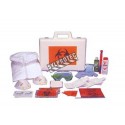 Deluxe comprehensive body fluids clean-up kit including some Red-Z spill control solidifier