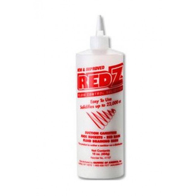 Poudre agglomérante Red-Z pour nettoyage des liquides corporels.