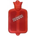 Red rubber hot water bag for heat therapy, capacity 2 liters (0.55 US gallons).