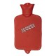 Red rubber hot water bottle for heat therapy, capacity 2 liters (0.55 US gallons).
