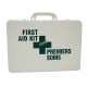 Chemical burn first aid kit with 31 types of items, in plastic case.