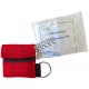 Disposable CPR facial shield with valve, in mini-pouch with key ring.