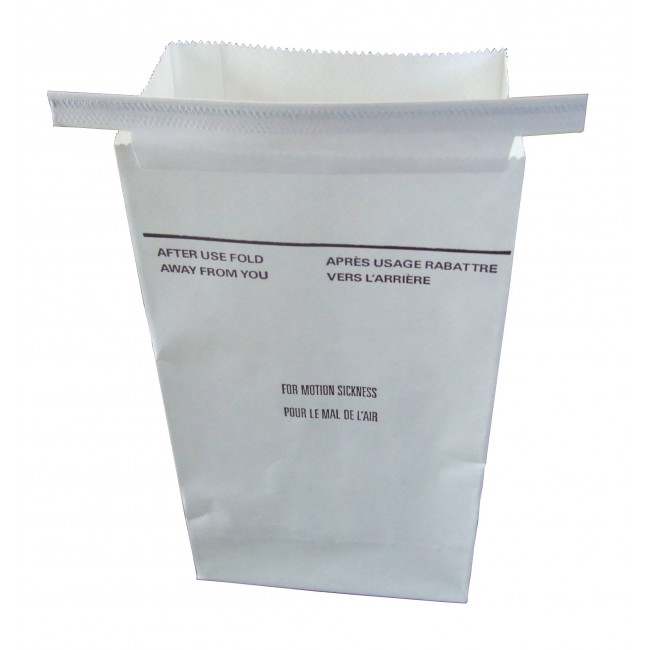 Emesis bag for sickness, white paper, sold individually.