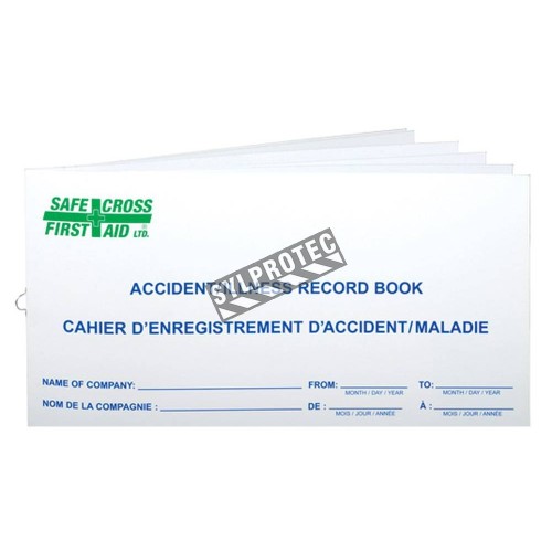 Report booklet for workplace accidents, incidents and illnesses, for first aid.
