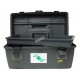 Utility first aid box in black high-impact plastic.