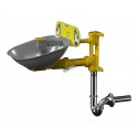 Bradley wall-mounted Halo eye wash with stainless steel bowl, tailpiece and P-trap, certified ANSI Z358.1-2009.