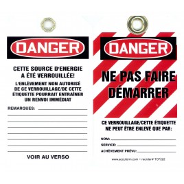 Plastic french tags ne pas faire démarer (Do not start), pack of 5 units.