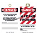Plastic french tags Verrouillé ne pas faire fonctionner (locked do not operate). Pack of 5 units. 