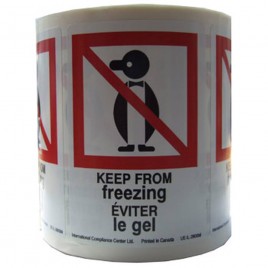 Stickers " KEEP FROM FREEZING" 2.5 in X 4 in, rolls of 500. Allows you to pay attention to the package during winter periods.