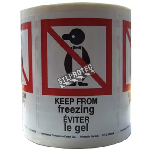 Stickers " KEEP FROM FREEZING" 2.5 in X 4 in, rolls of 500. Allows you to pay attention to the package during winter periods.