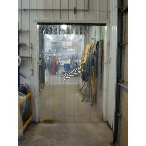 Clear vinyl 2 in. overlap, 8 in X 80 mil, isolate from cold and dusts, sold by square foot.
