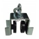 Roller for track of curtain, nylon castors with S hook, riveted castor to steel frame.