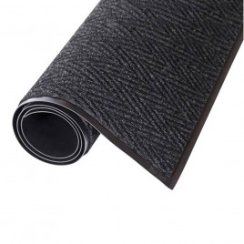 Chevron entrance carpet, 5/16 in made of charcoal gray polypropylene.