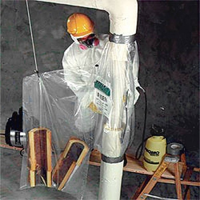 Disposable glove bags for vertical pipes, diam. 10 inches or less, 20 bags/roll.
