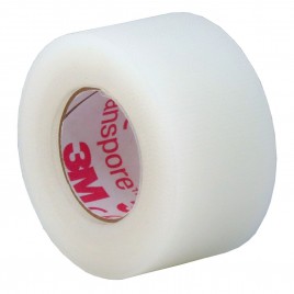 Transpore breathable hypoallergenic adhesive tape. Dimensions: 1-in. x 30-ft./2.5 cm x 9 m