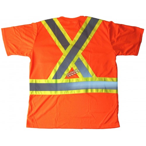 Orange traffic polyester t-shirt, CSA Z96-09, class 2 level 2
