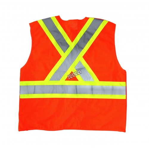 Fluorescent orange safety vest, CSA Z96 class 2, 100% polyester