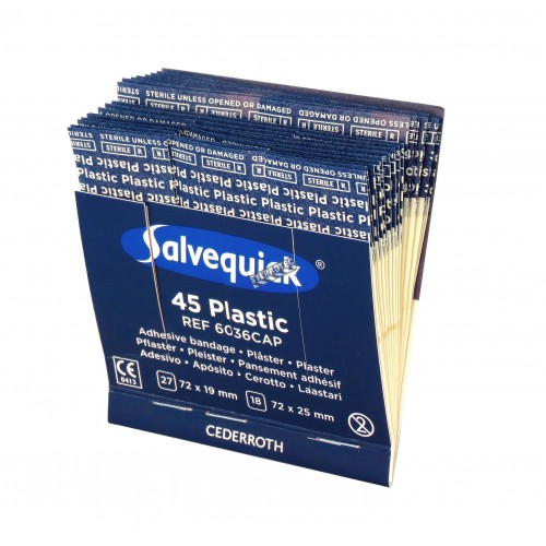 Recharge 45 pansements en plastique pour distributeur «Salvequick» (PS120).