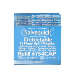 Recharge 30 pansements mixes bleus détectables pour distributeur «Salvequick» (PS120).