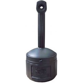 Smoker's Cease-Fire cigarette receptacle, black polyethylene with galvanized steel pail, capacity 4 US gal (15L). FM approved.