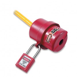 Lock for 110 Volt electric plug. Rotary lockout device for electrical plugs. 