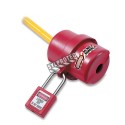 Lock for 110 Volt electric plug. Rotary lockout device for electrical plugs. 