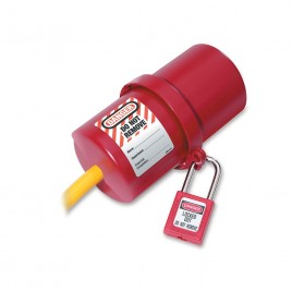 Lock for 220 and 550 Volt electric plug. Rotary lockout device for electrical plugs.